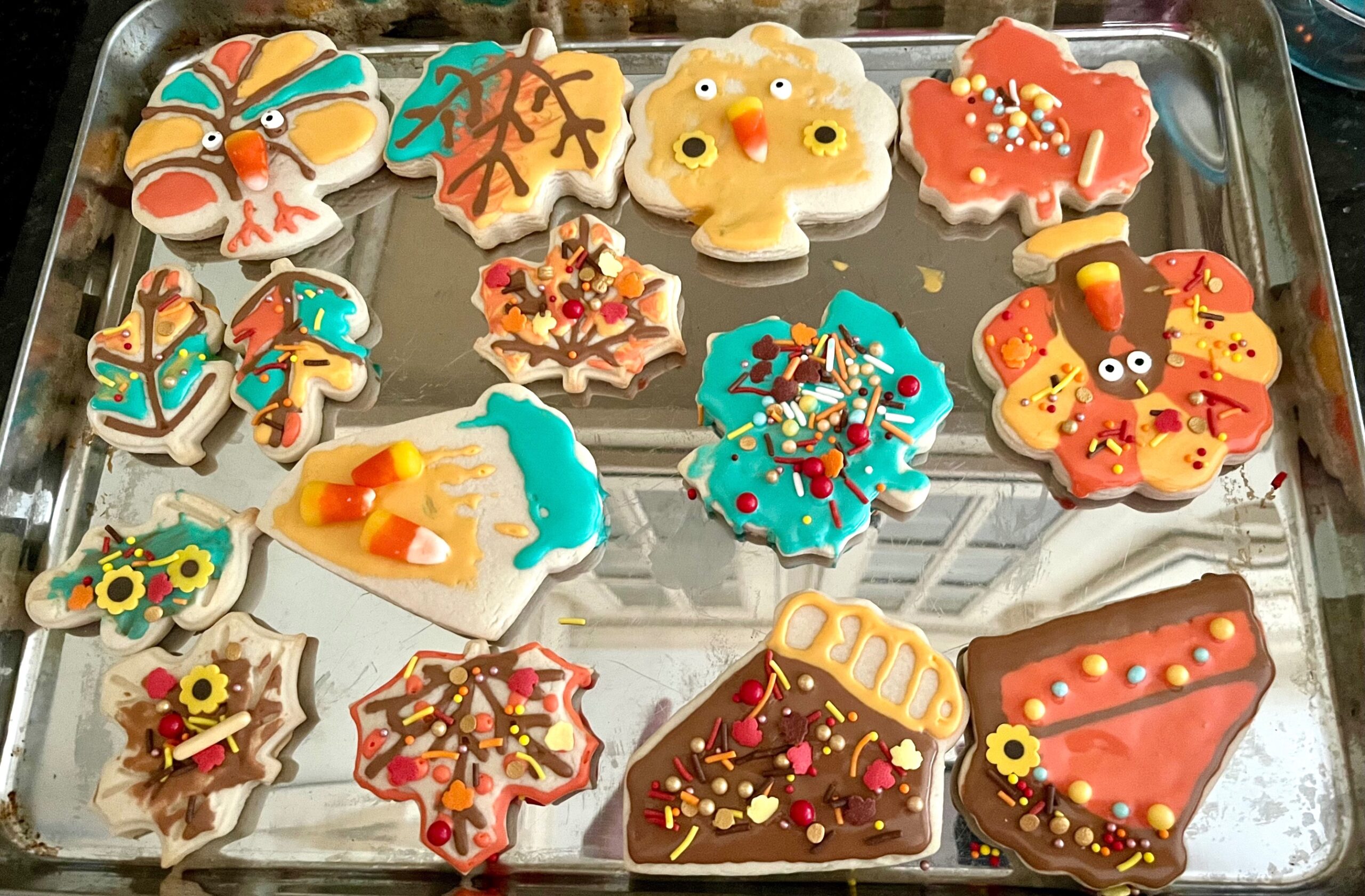 Decorated fall cookies from a DIY kit