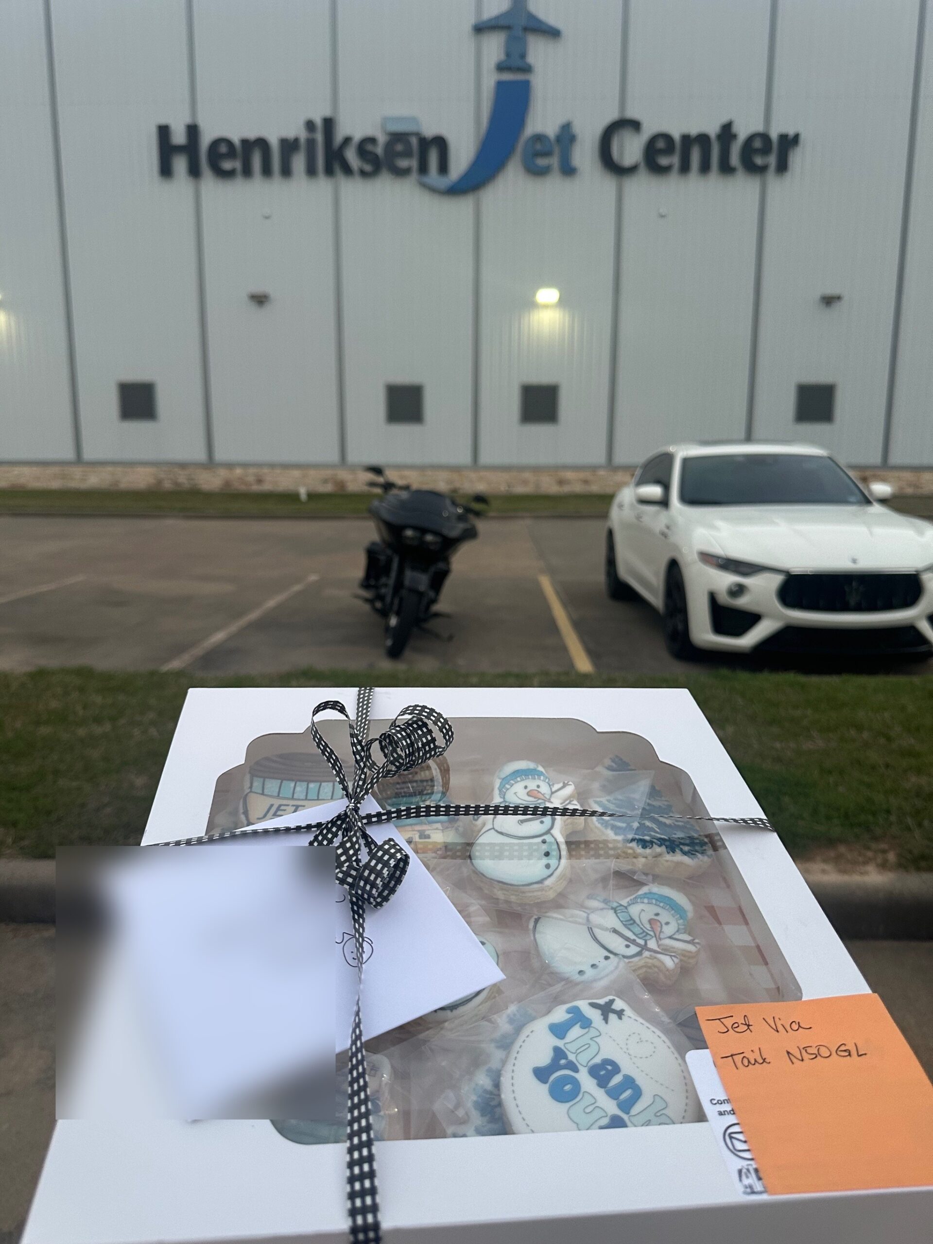 Cookie box delivery at Henriksen Jet Center