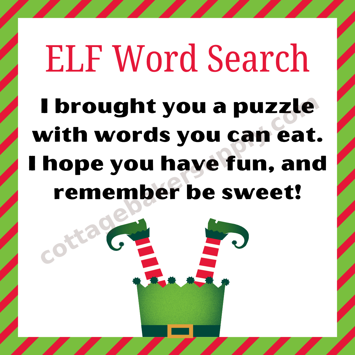 Elf Word Search Cookie Set — Printable 3x3 Card + Eddie Print File - Image 3