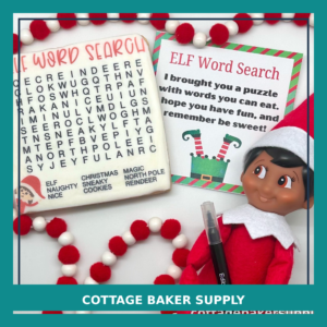 Elf Word Search Cookie Set — Printable 3x3 Card + Eddie Print File