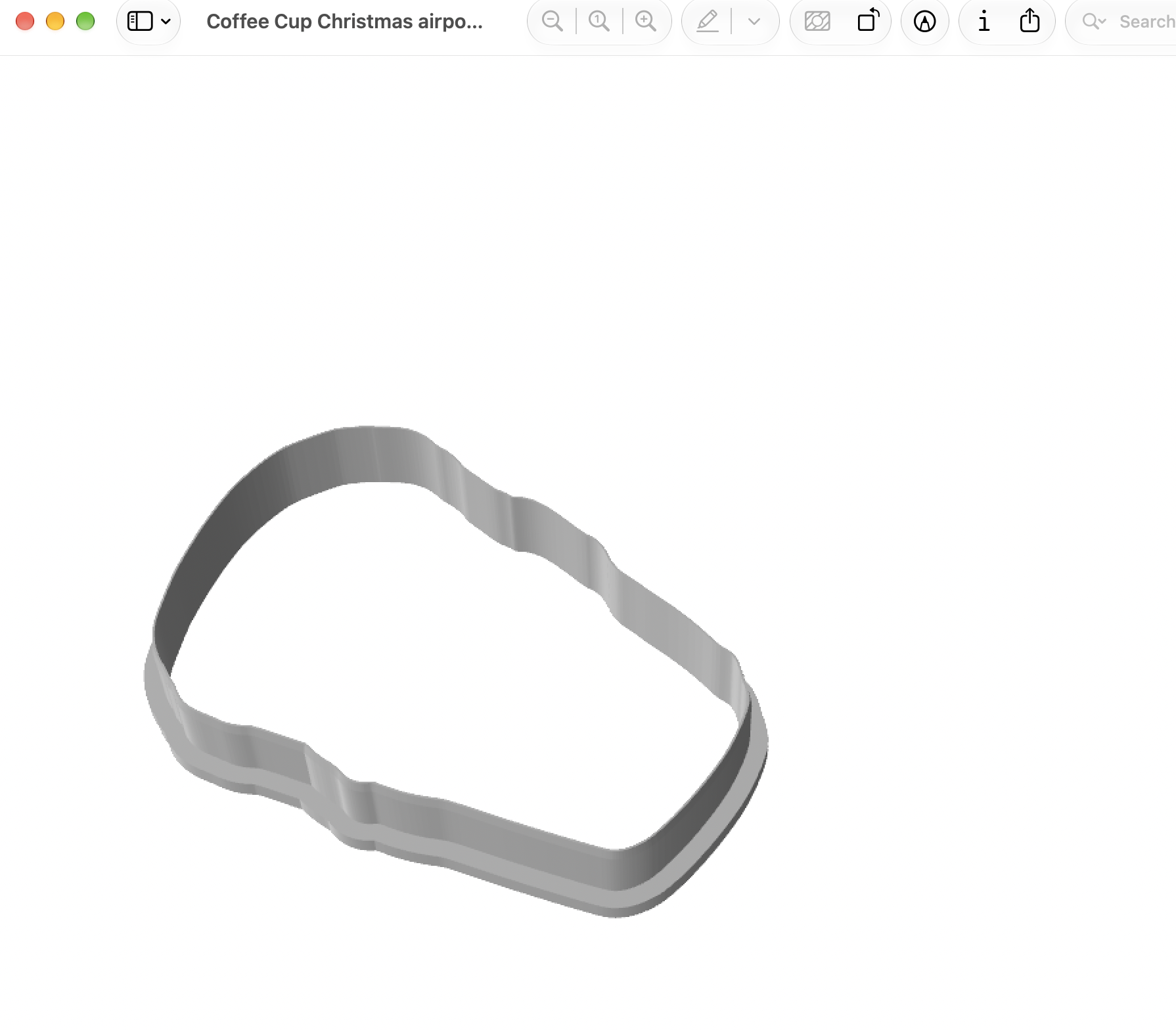 3D preview of coffee cup cookie cutter STL file
